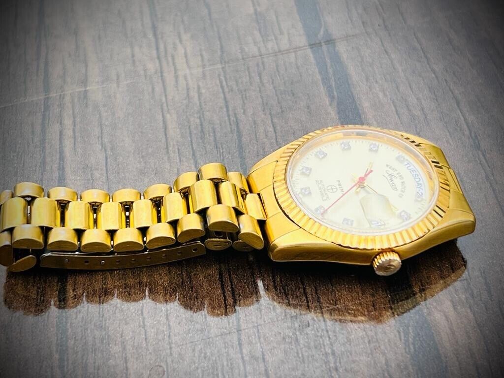 Vintage NOS West End Co President Jubilee 25J All Gold, Automatic Gents Watch - Grab A Watch Co