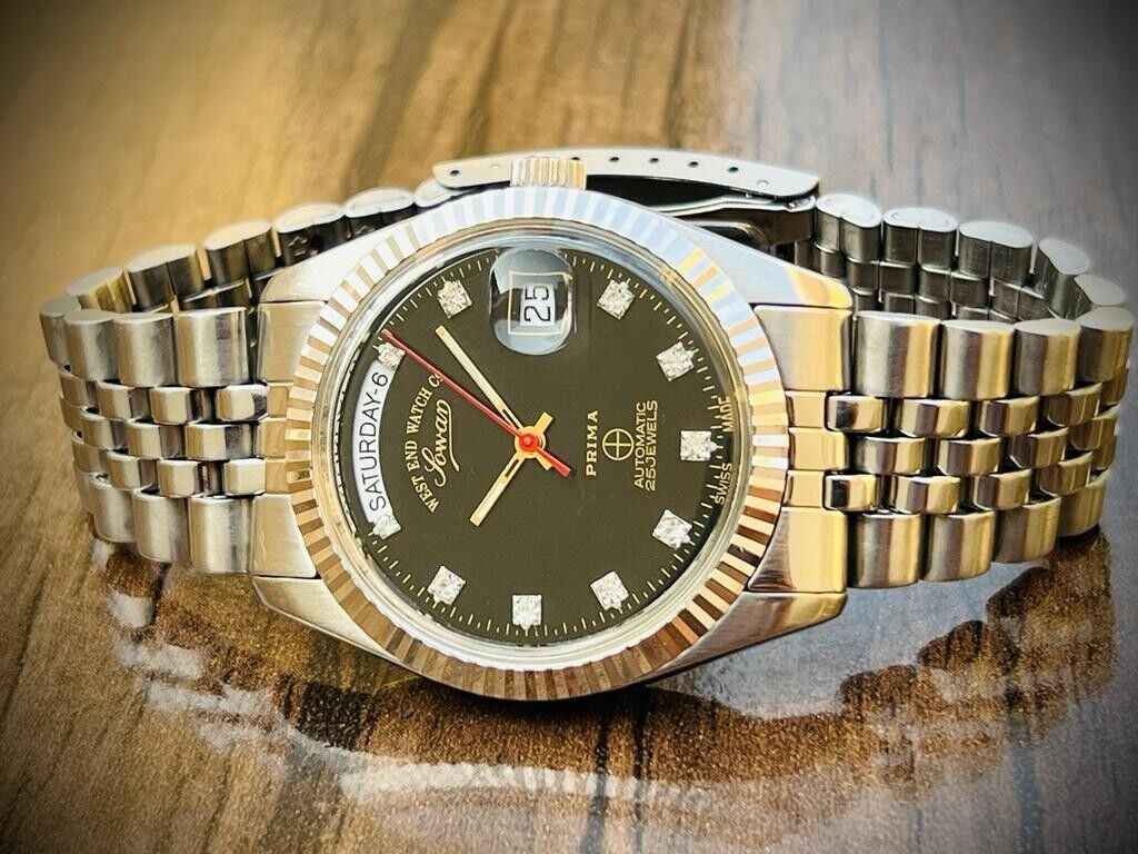 Vintage NOS West End Co President Jubilee 25J Black Dial, Automatic Gents Watch - Grab A Watch Co