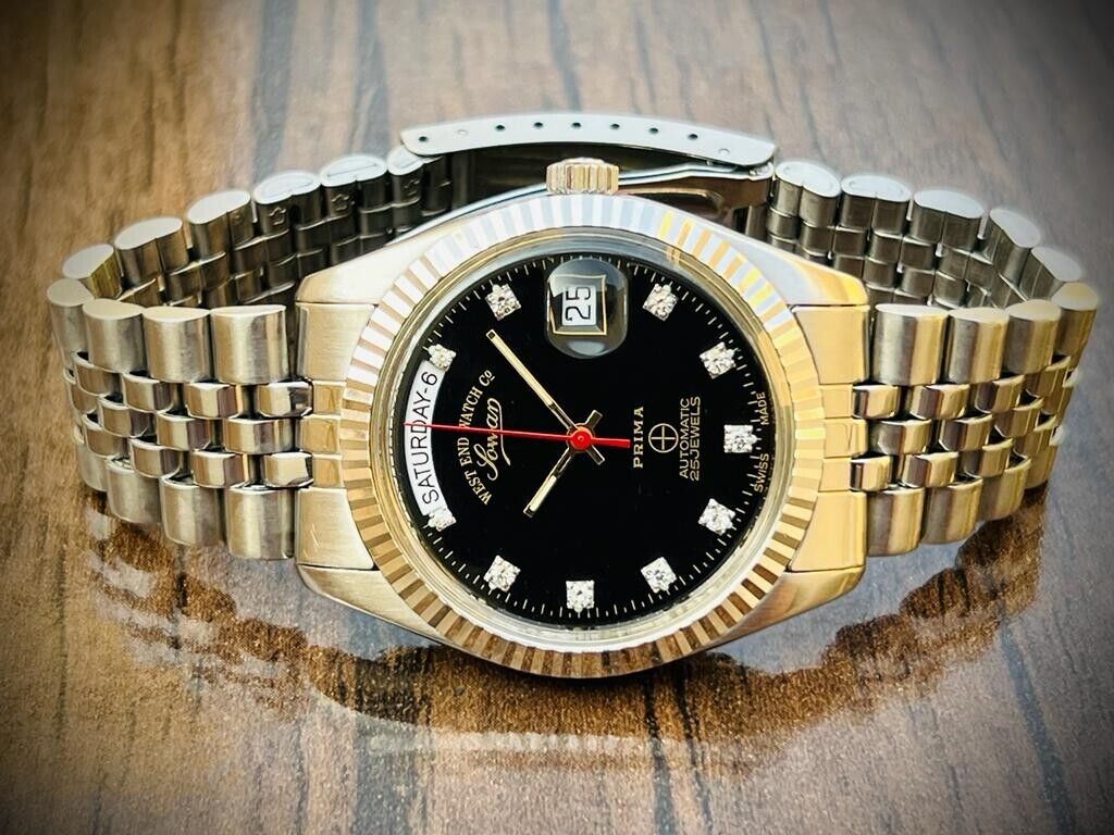 Vintage NOS West End Co President Jubilee 25J Black Dial, Automatic Gents Watch - Grab A Watch Co