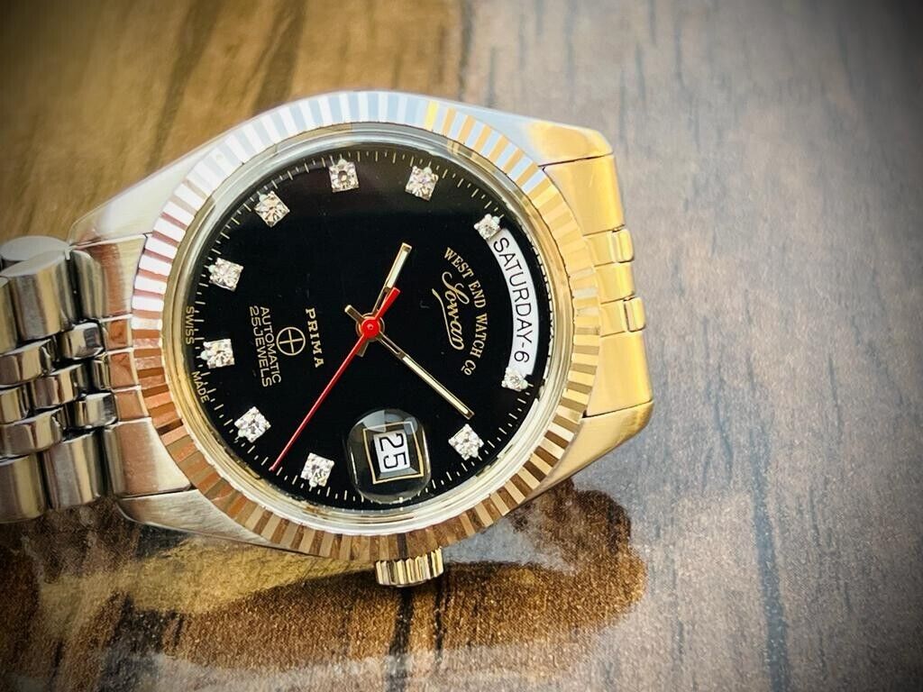 Vintage NOS West End Co President Jubilee 25J Black Dial, Automatic Gents Watch - Grab A Watch Co