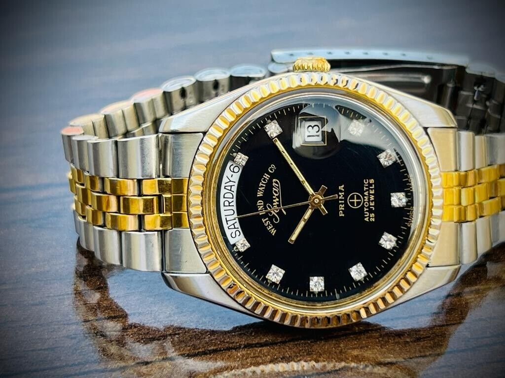 Vintage NOS West End Co President Jubilee Diamond Dial, Automatic Gents Watch - Grab A Watch Co