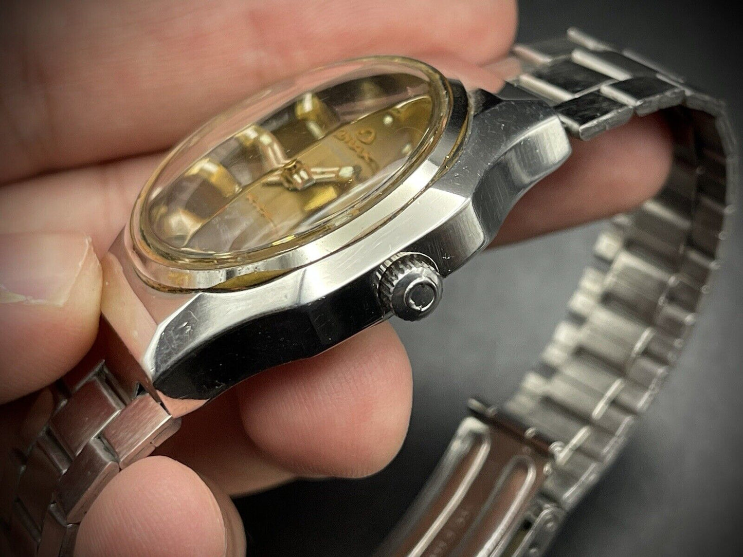 Vintage Omax 3 Star 21 Jewels Automatic Crystal 36mm Mens Watch, Swiss - Grab A Watch Co