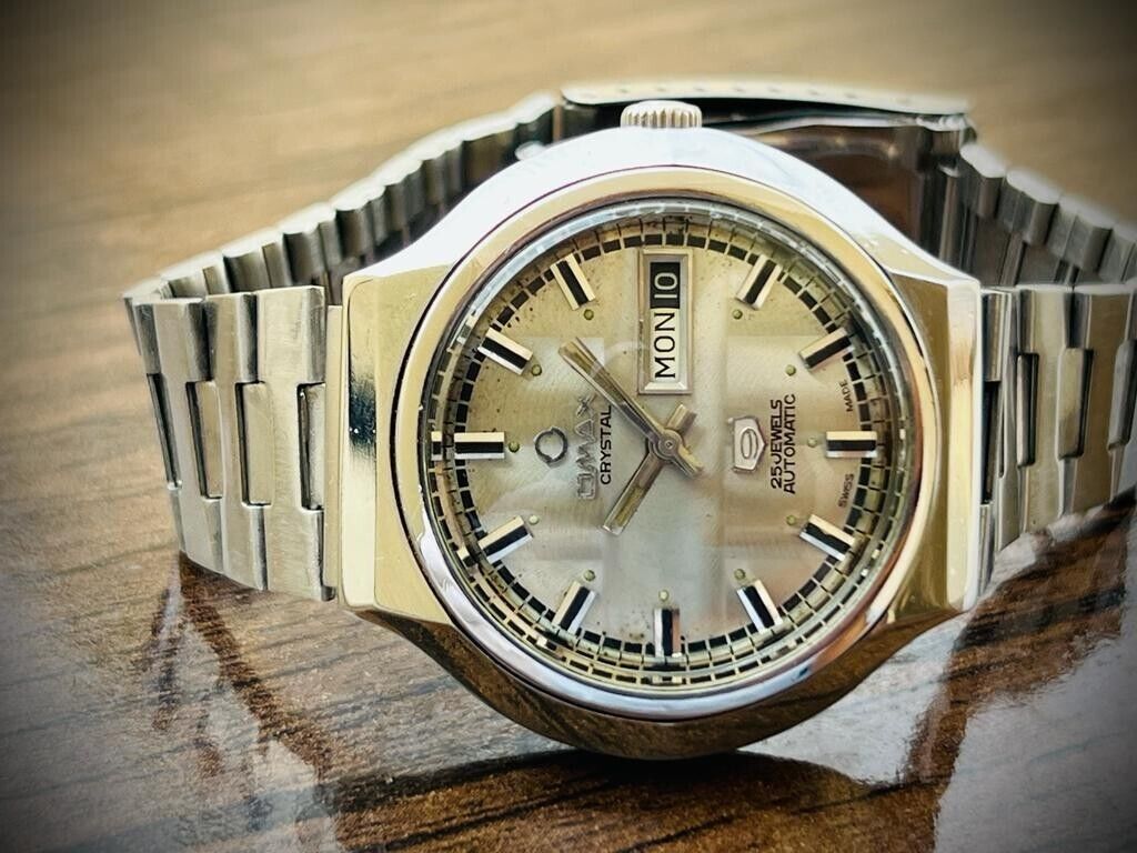 Vintage Omax 9 Crystal Automatic 40mm Gents Watch, Swiss Made - Grab A Watch Co