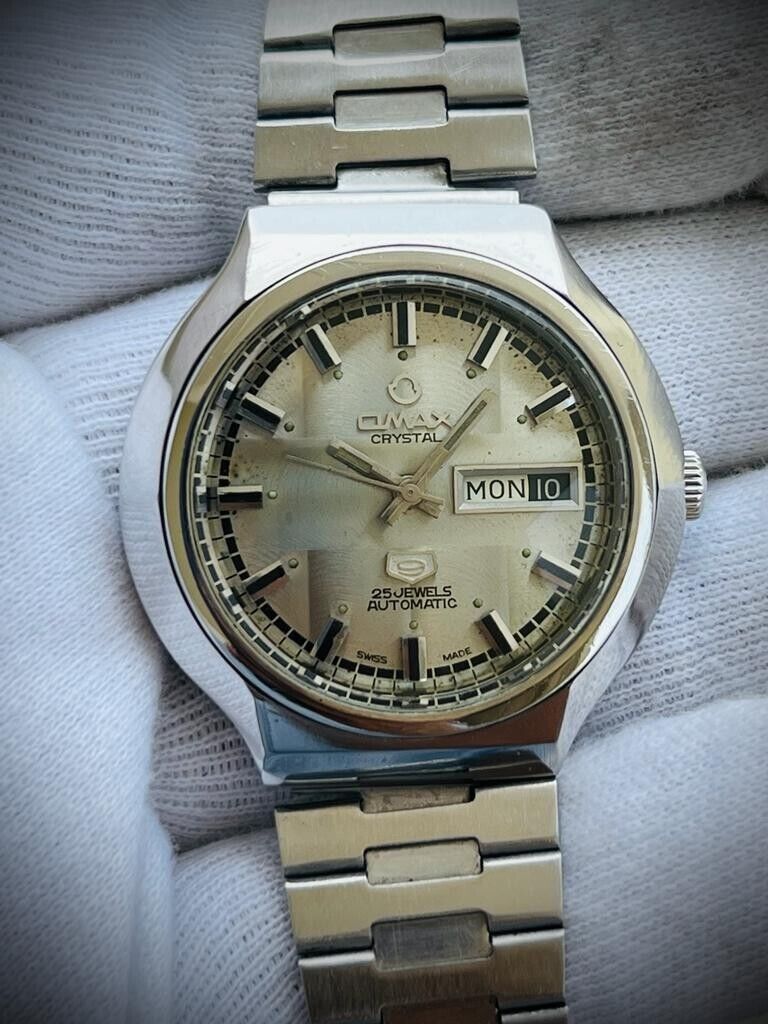 Vintage Omax 9 Crystal Automatic 40mm Gents Watch, Swiss Made - Grab A Watch Co