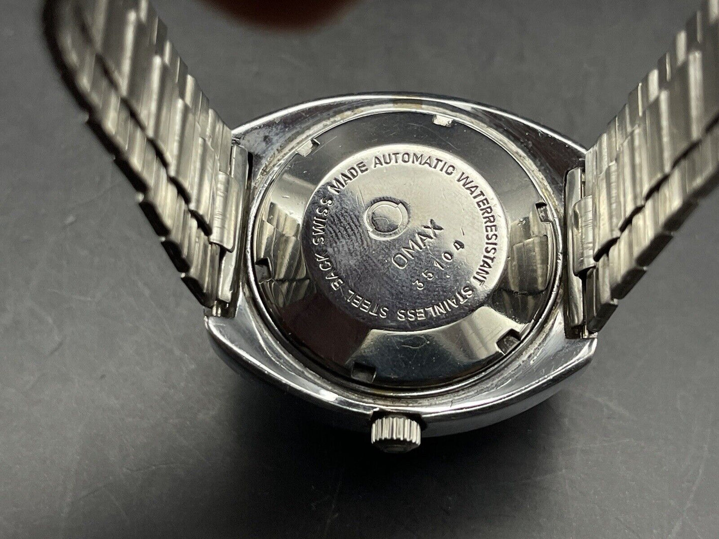 Vintage Omax 9 Crystal Automatic Gold Dial Gents Watch, Swiss 38mm, Spare Repair - Grab A Watch Co