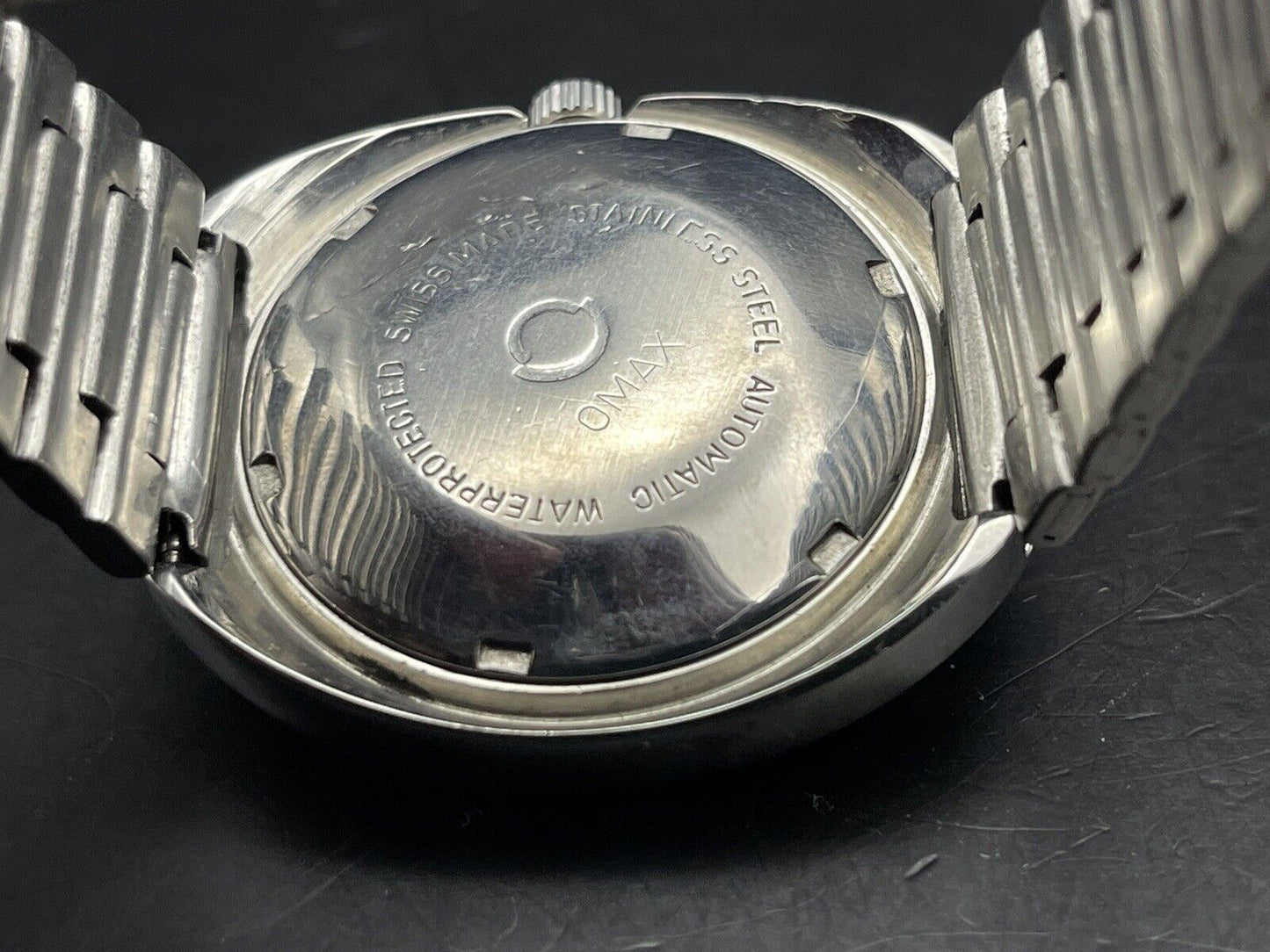 Vintage Omax Automatic Black Diamond Dial 36mm Gents Watch, Swiss Made - Grab A Watch Co