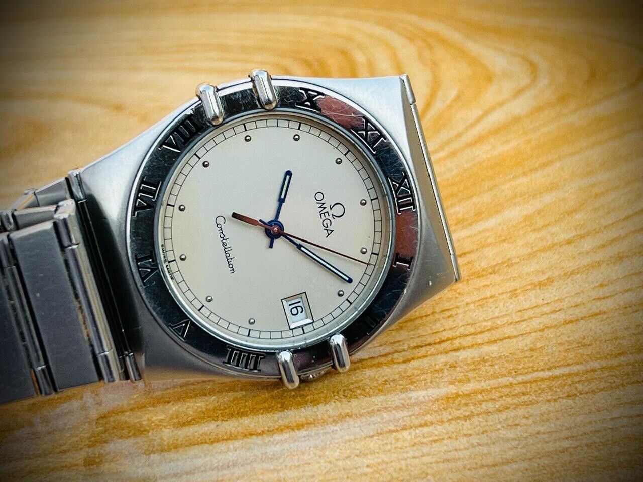 Vintage Omega Constellation Quartz Grey Dial Roman Bezel Watch Swiss Made 33mm - Grab A Watch Co