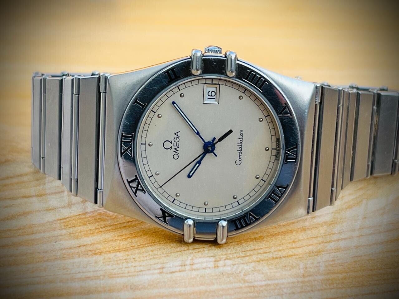Vintage Omega Constellation Quartz Grey Dial Roman Bezel Watch Swiss Made 33mm - Grab A Watch Co