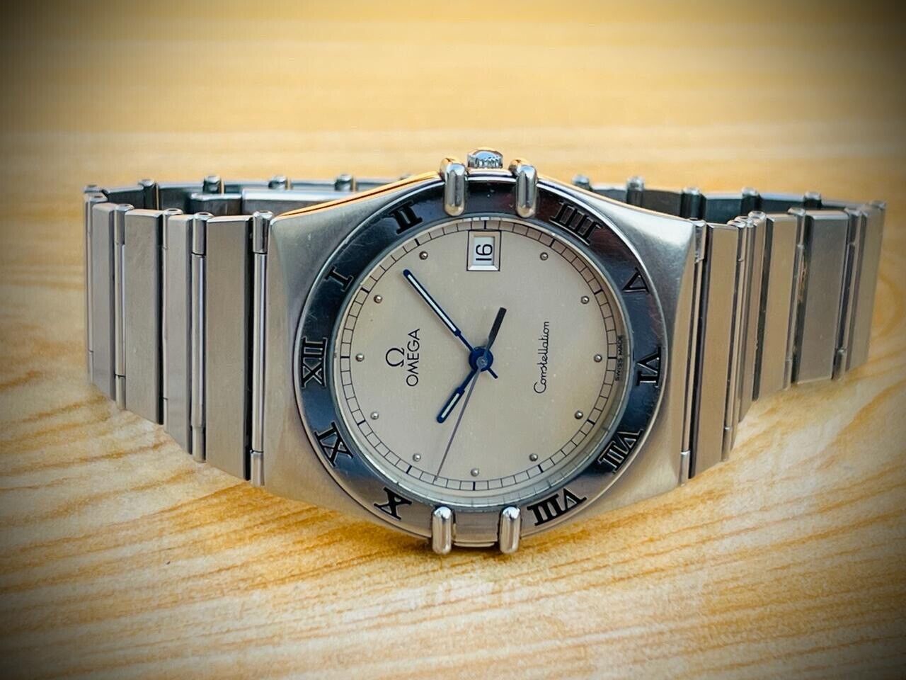 Vintage Omega Constellation Quartz Grey Dial Roman Bezel Watch Swiss Made 33mm - Grab A Watch Co