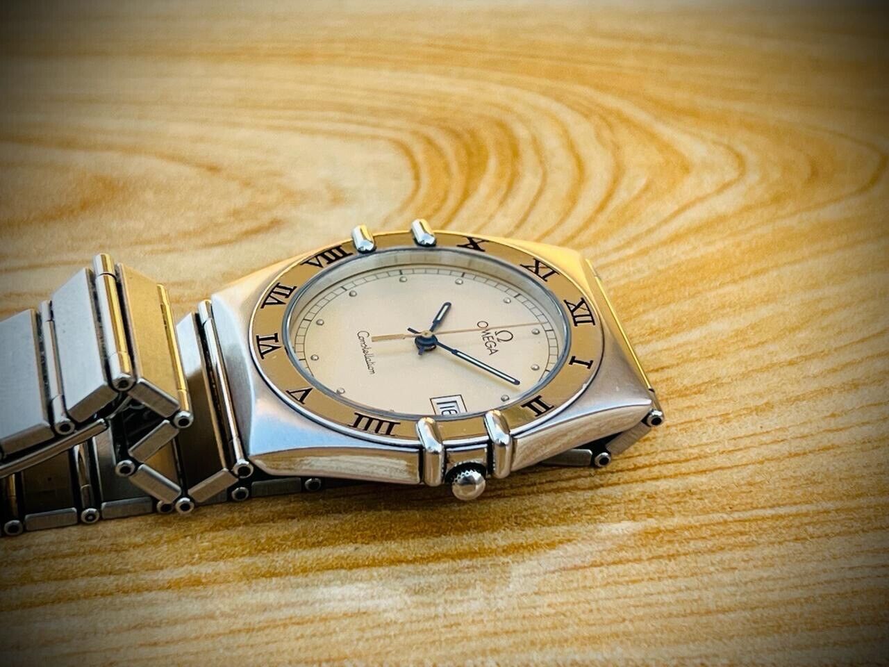 Vintage Omega Constellation Quartz Grey Dial Roman Bezel Watch Swiss Made 33mm - Grab A Watch Co