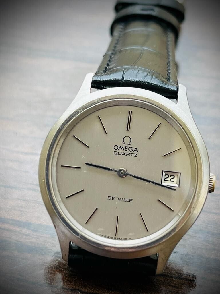 Vintage Omega De Ville Quartz Grey Dial Swiss Watch 35mm - Grab A Watch Co