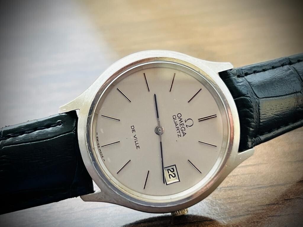 Vintage Omega De Ville Quartz Grey Dial Swiss Watch 35mm - Grab A Watch Co