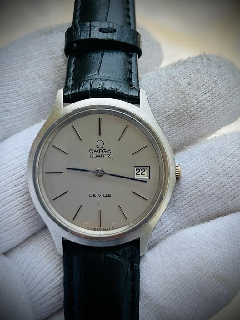 Vintage Omega De Ville Quartz Grey Dial Swiss Watch 35mm - Grab A Watch Co