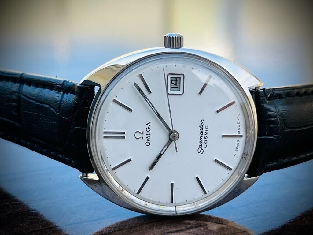 Vintage Omega Seamaster Cosmin White Dial Manual Wind Mens Watch 35mm - Grab A Watch Co
