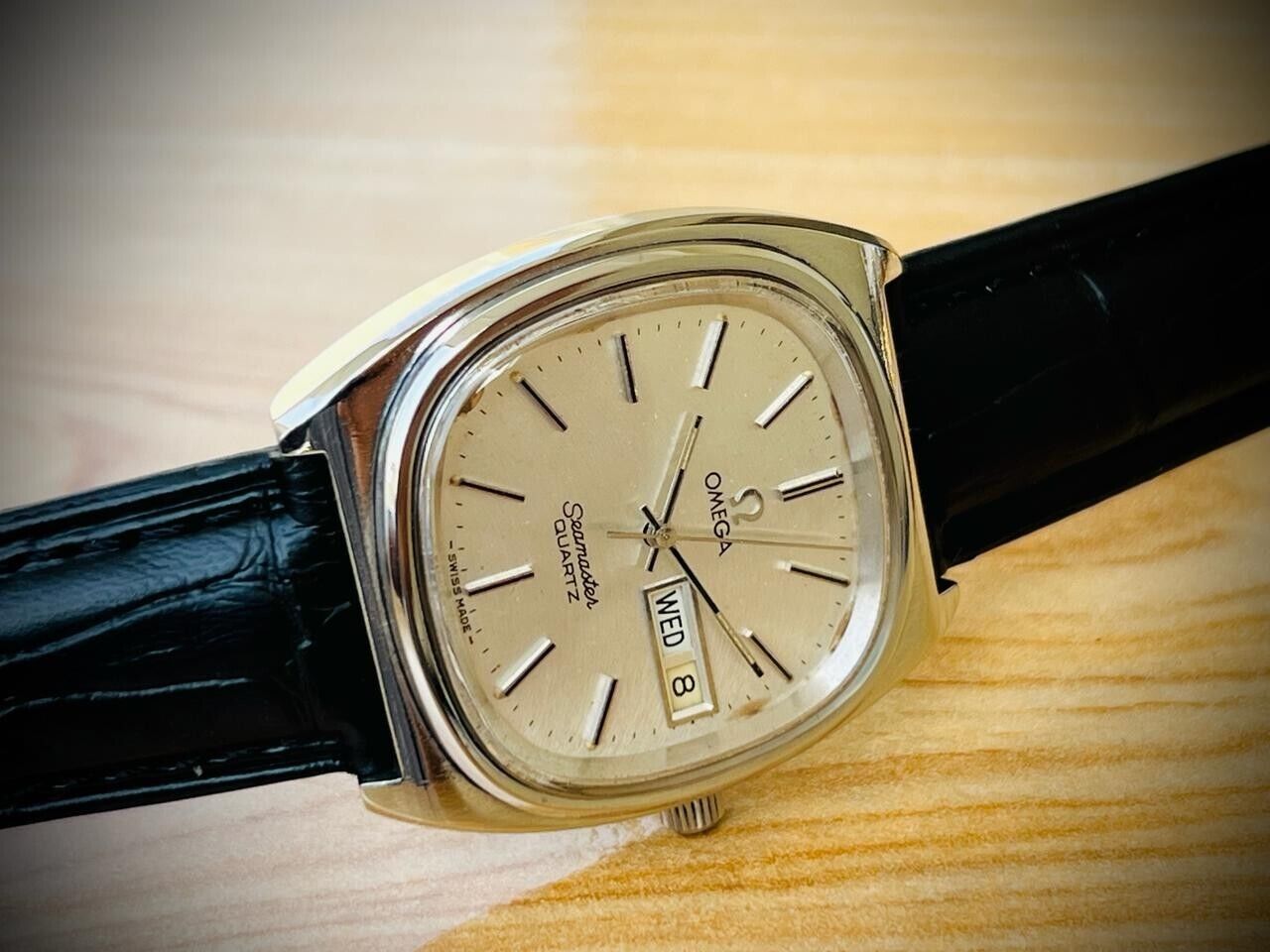 Vintage Omega Seamaster Grey Dial Quartz Day/Date Gents Watch 36mm, Swiss - Grab A Watch Co