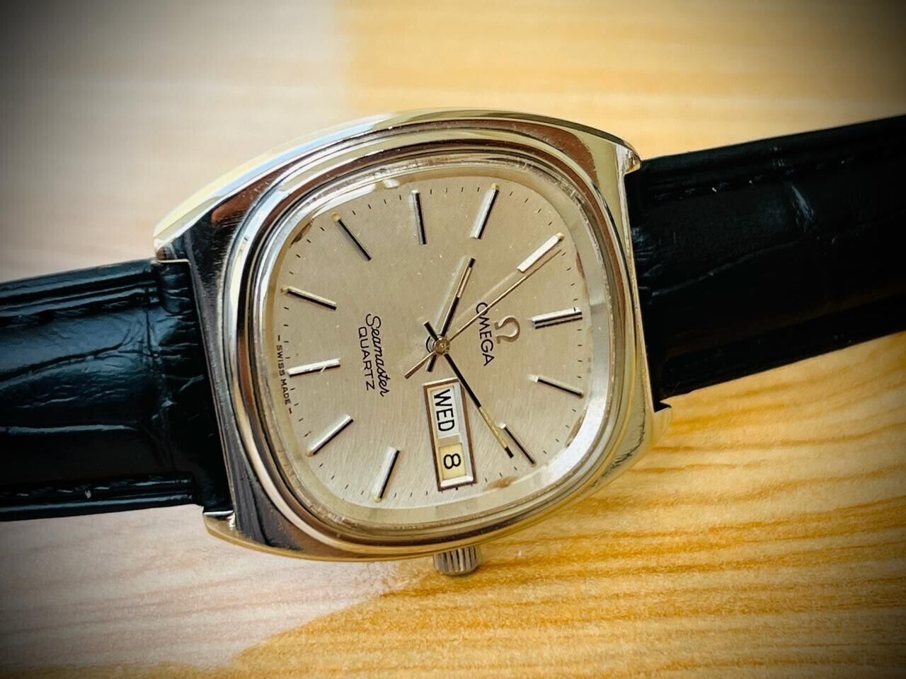Vintage Omega Seamaster Grey Dial Quartz Day/Date Gents Watch 36mm, Swiss - Grab A Watch Co