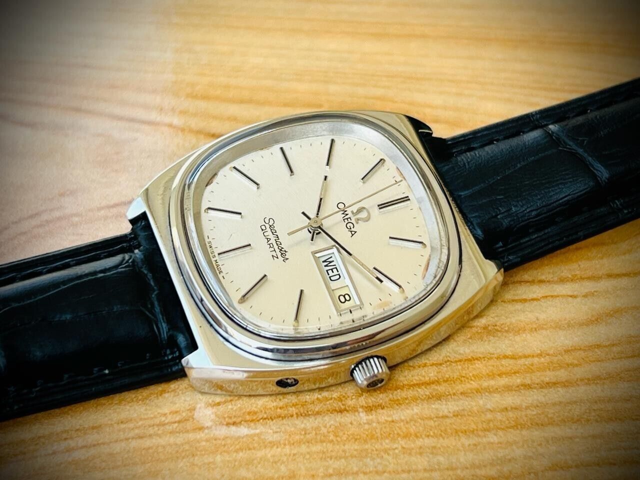 Vintage Omega Seamaster Grey Dial Quartz Day/Date Gents Watch 36mm, Swiss - Grab A Watch Co