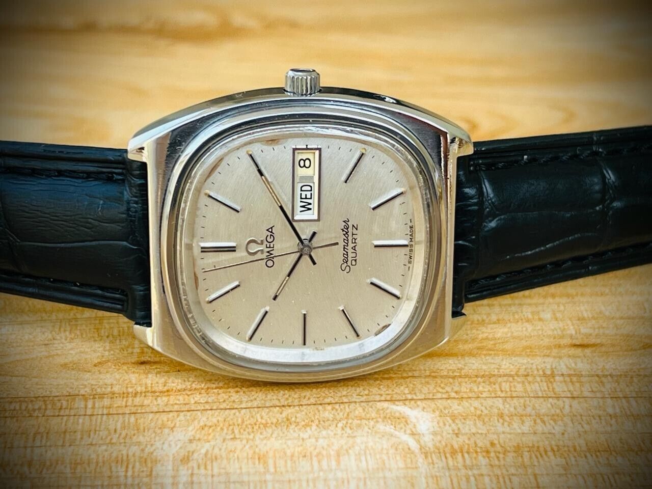 Vintage Omega Seamaster Grey Dial Quartz Day/Date Gents Watch 36mm, Swiss - Grab A Watch Co