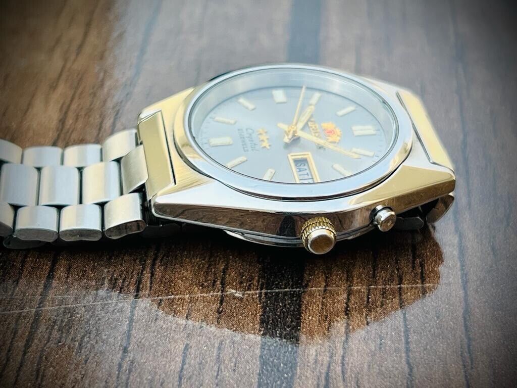 Vintage Orient 3 Star Crystal NOS 21 Jewels Grey Dial, Perfect Mens Watch 36mm - Grab A Watch Co