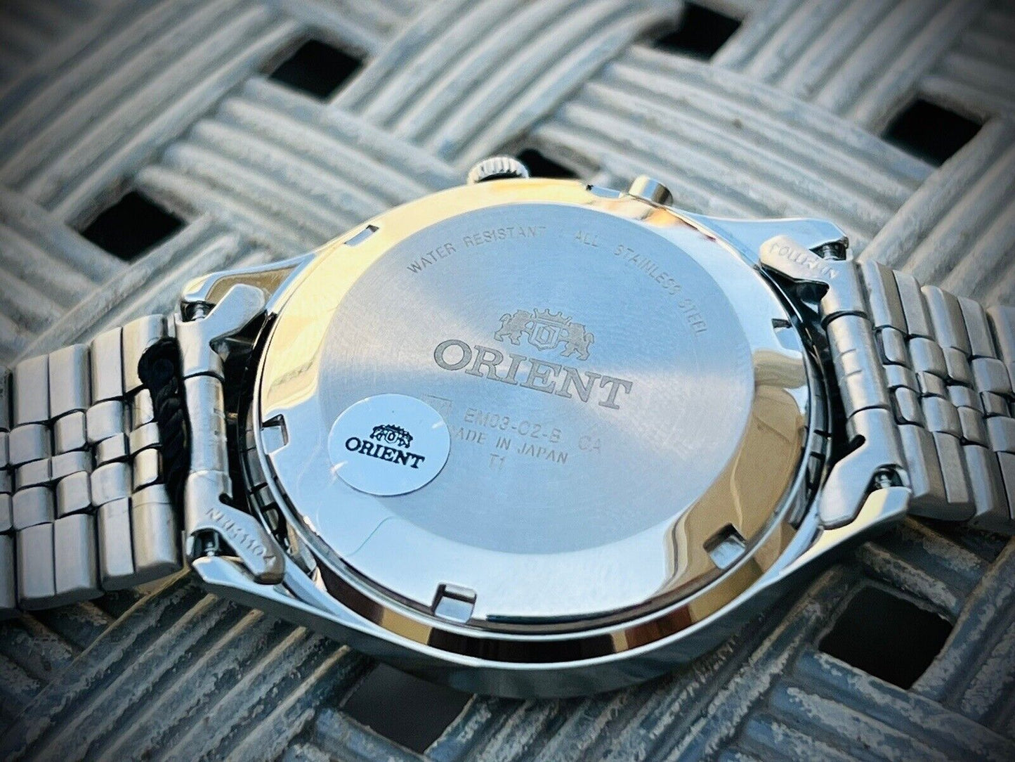 Vintage Orient 3 Star Crystal NOS With Tags 21 Jewels Dark Blue Dial, Perfect - Grab A Watch Co