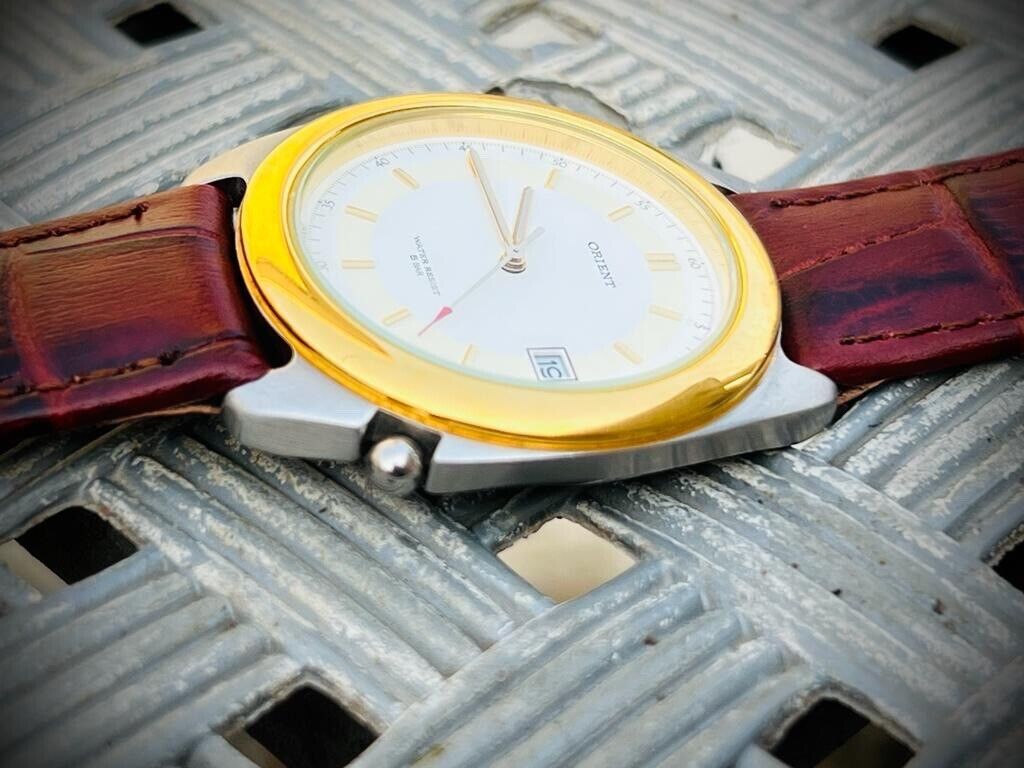 Vintage Orient 5 Bar 2/Tone Quartz Gents Watch, Japan Made 35mm - Grab A Watch Co