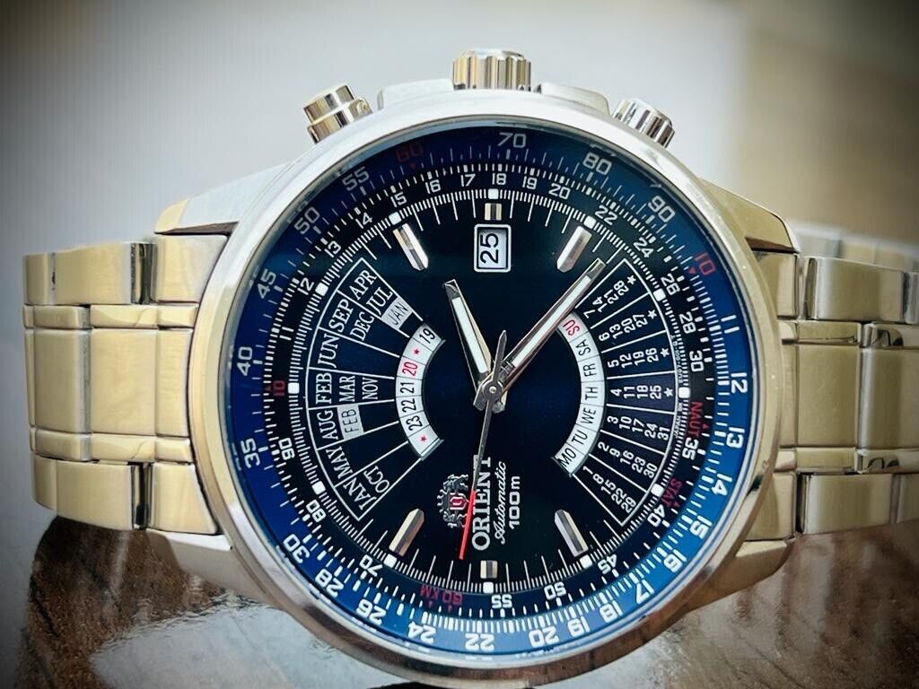Vintage Orient Calendar 100m Automatic 45mm Mens Watch, Japan Made - Grab A Watch Co