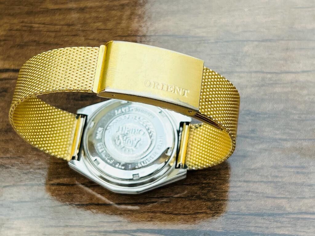 Vintage Orient Gold Plated Diamond Cut Sapphire Glass 21 Jewels Japan Made 38mm - Grab A Watch Co