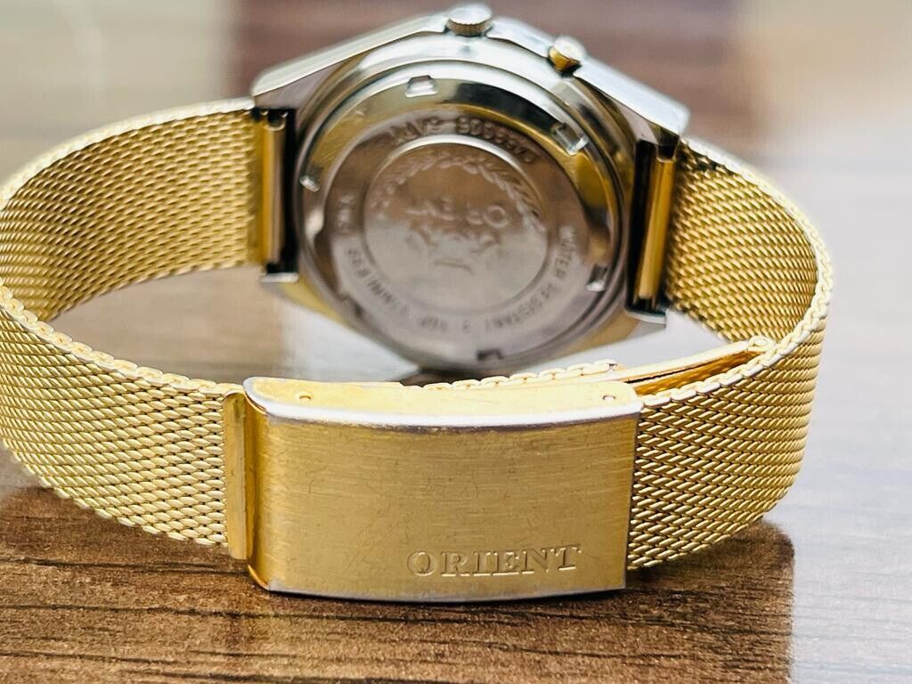 Vintage Orient Gold Plated Diamond Cut Sapphire Glass 21 Jewels Japan Made 38mm - Grab A Watch Co