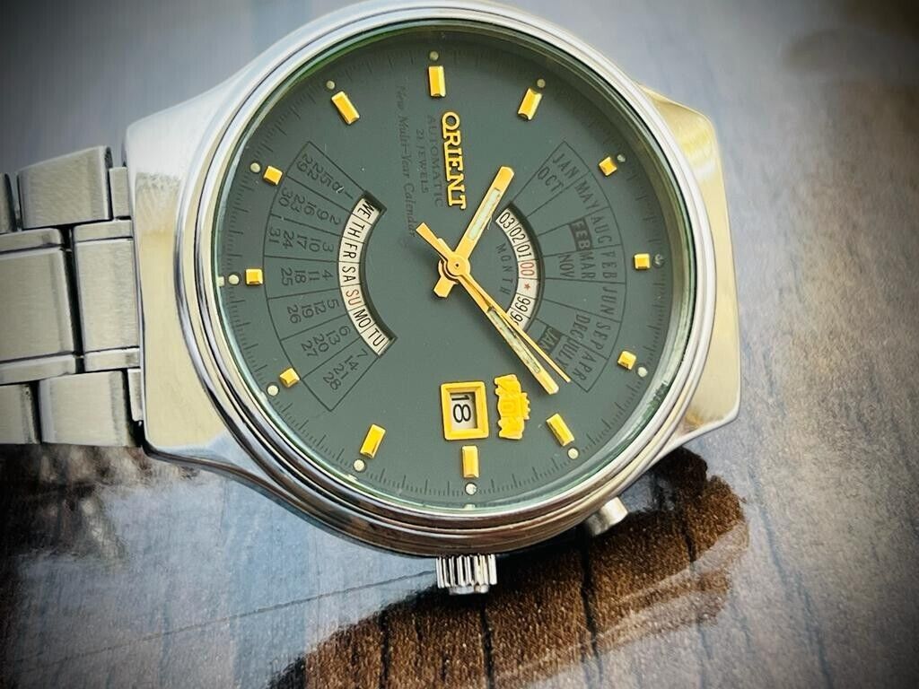 Vintage Orient New Multi-Year Calendar Automatic 44mm Mens Watch, Japano - Grab A Watch Co