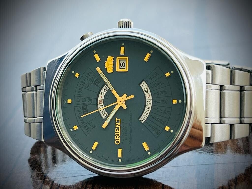 Vintage Orient New Multi-Year Calendar Automatic 44mm Mens Watch, Japano - Grab A Watch Co