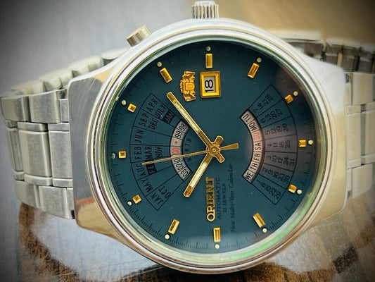 Vintage Orient New Multi-Year Calendar Automatic 44mm Mens Watch, Japano - Grab A Watch Co