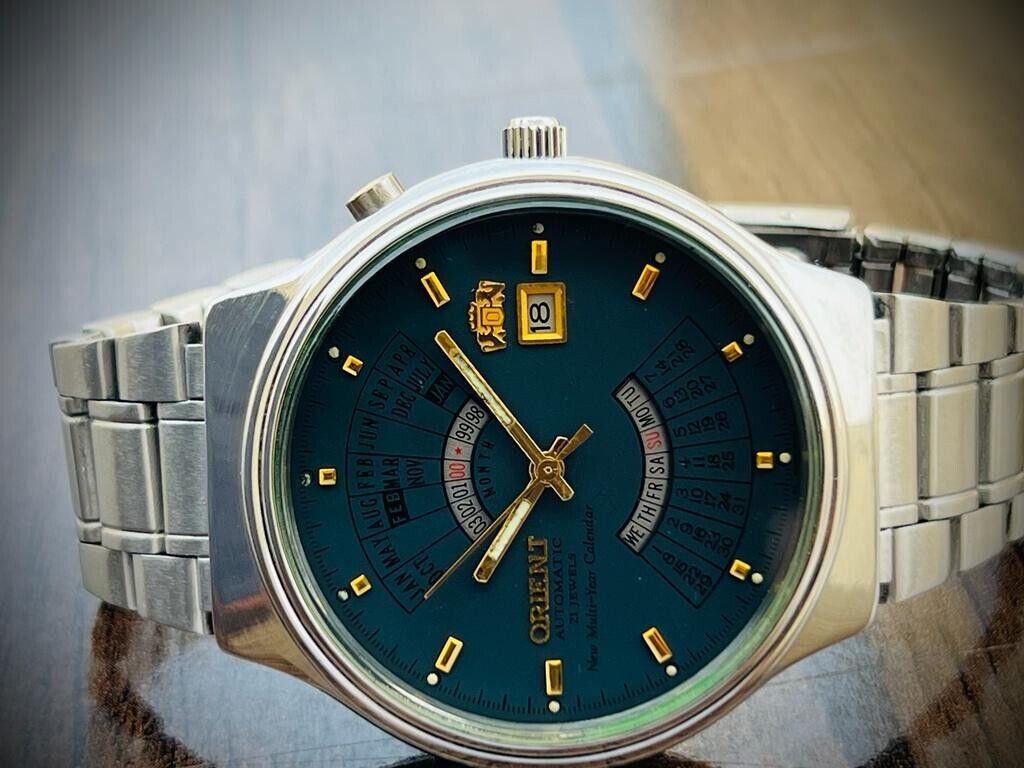 Vintage Orient New Multi-Year Calendar Automatic 44mm Mens Watch, Japano - Grab A Watch Co