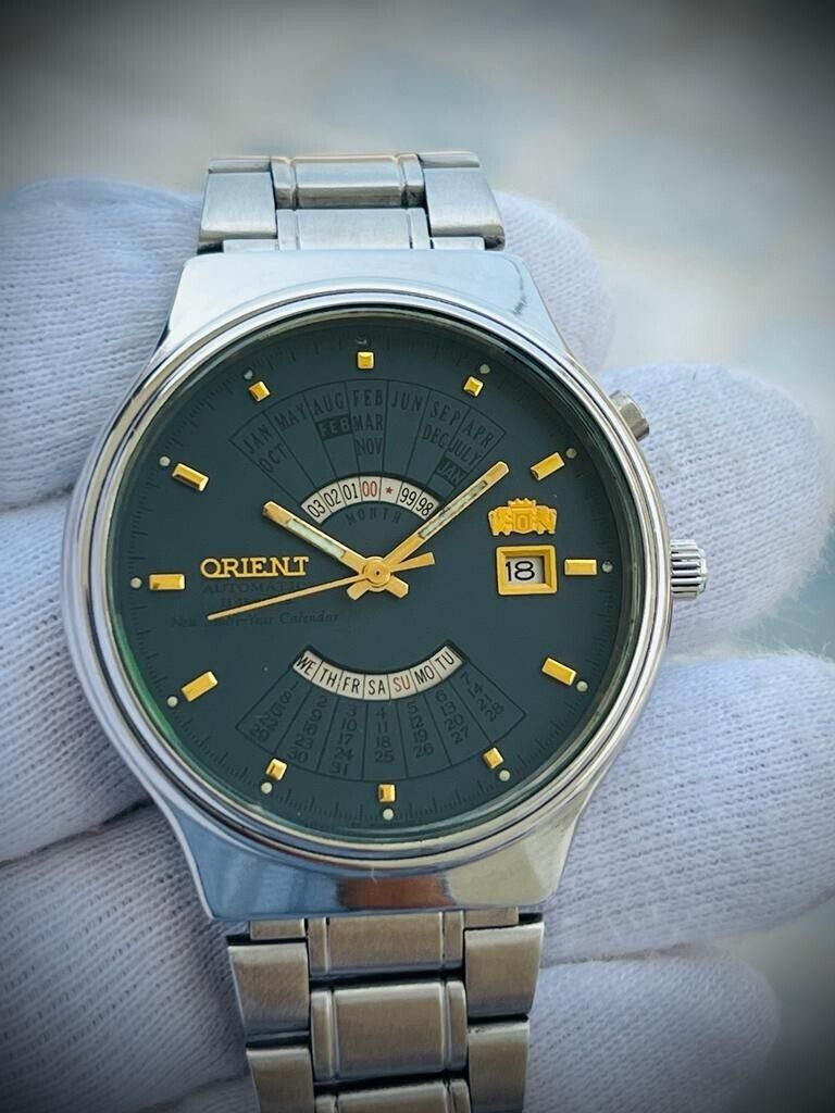 Vintage Orient New Multi-Year Calendar Automatic 44mm Mens Watch, Japano - Grab A Watch Co