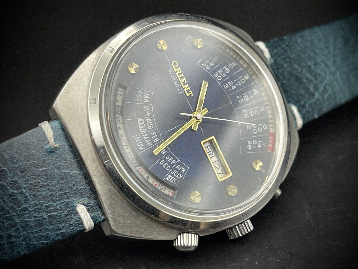 Vintage Orient Perpetual Calendar Automatic 42mm Mens Watch, Japan - Grab A Watch Co