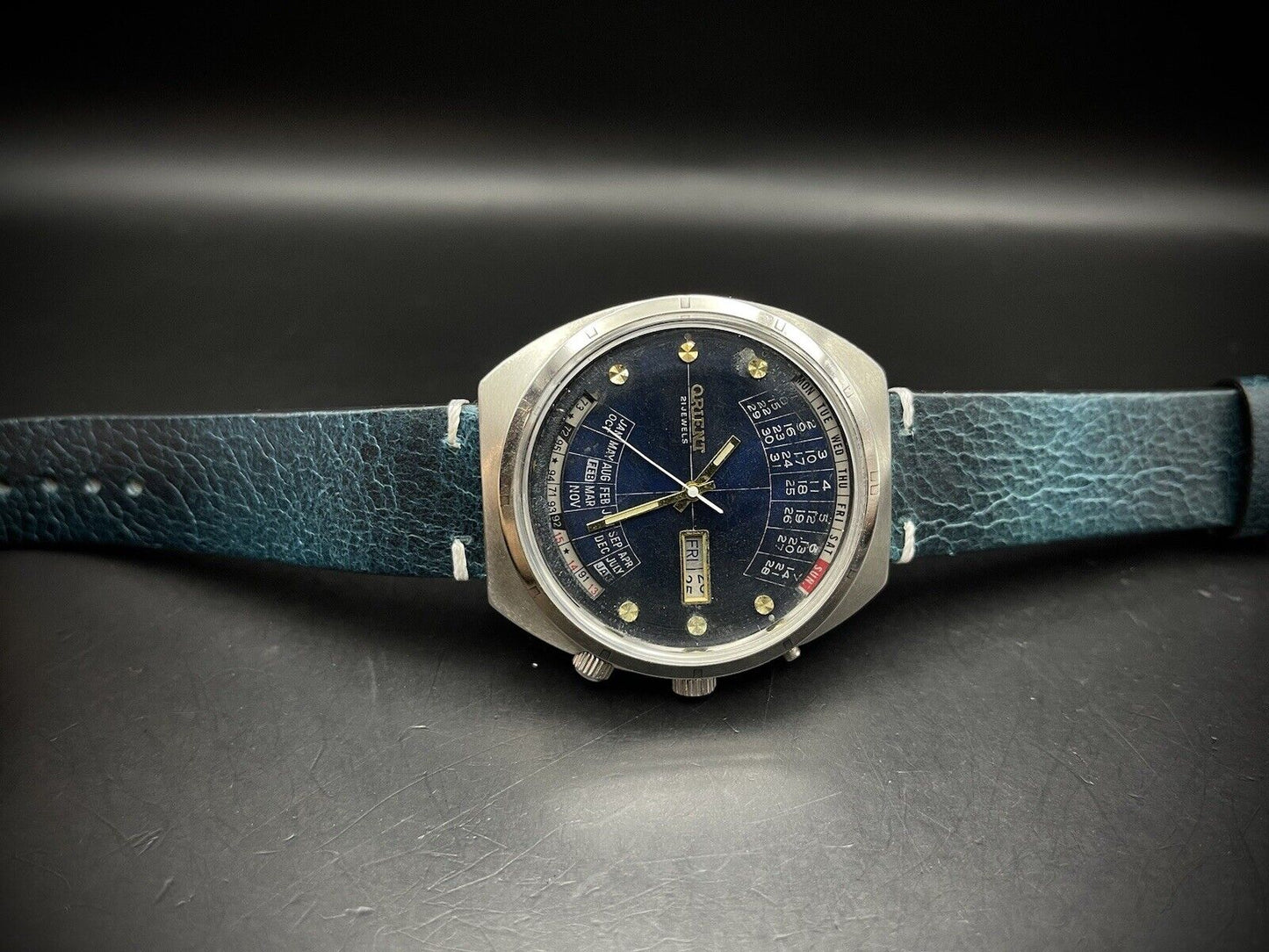Vintage Orient Perpetual Calendar Automatic 42mm Mens Watch, Japan - Grab A Watch Co