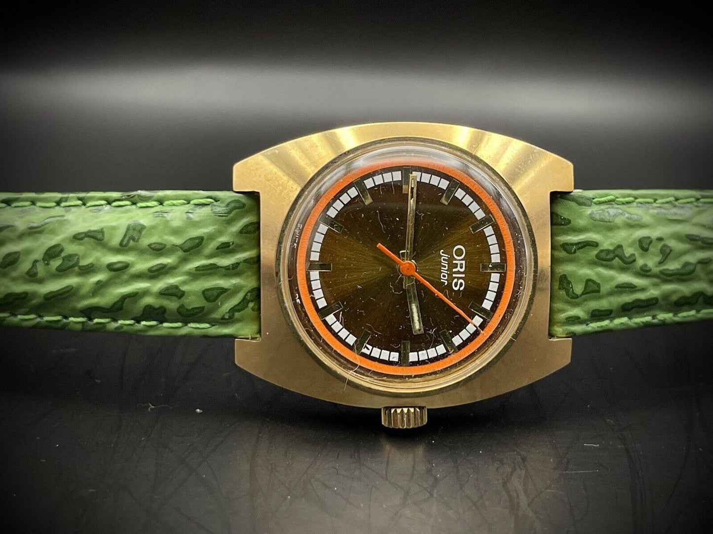 Vintage Oris Junior Brown Dial Rose Gold Manual Wind 31mm Mens Swiss Watch - Grab A Watch Co