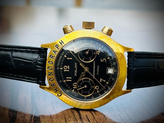 Vintage POLJOT Chronograph Manual Wind 23 Jewels Gents Watch, USSR 38mm - Grab A Watch Co
