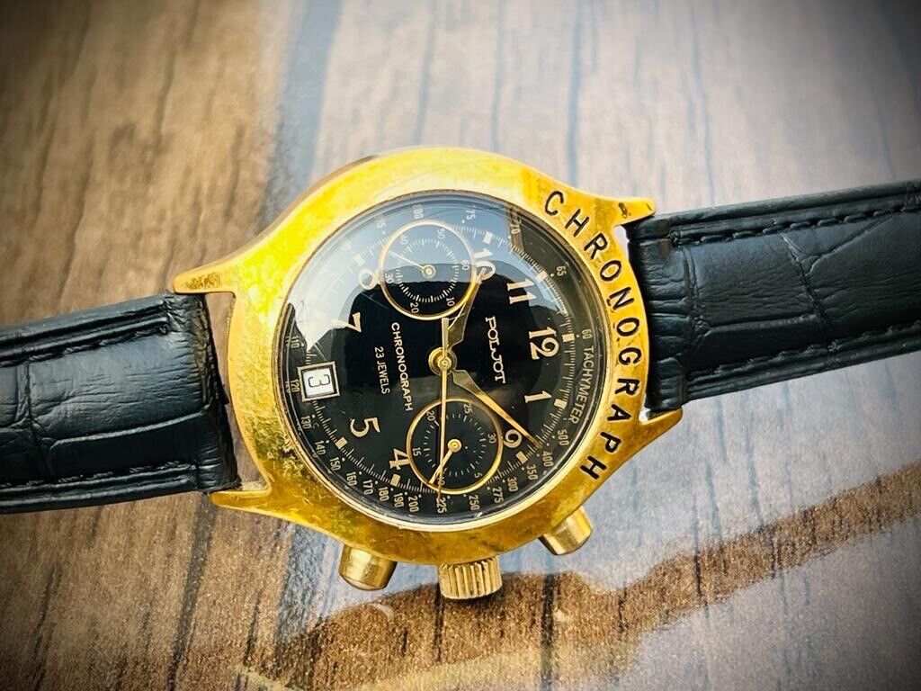 Vintage POLJOT Chronograph Manual Wind 23 Jewels Gents Watch, USSR 38mm - Grab A Watch Co