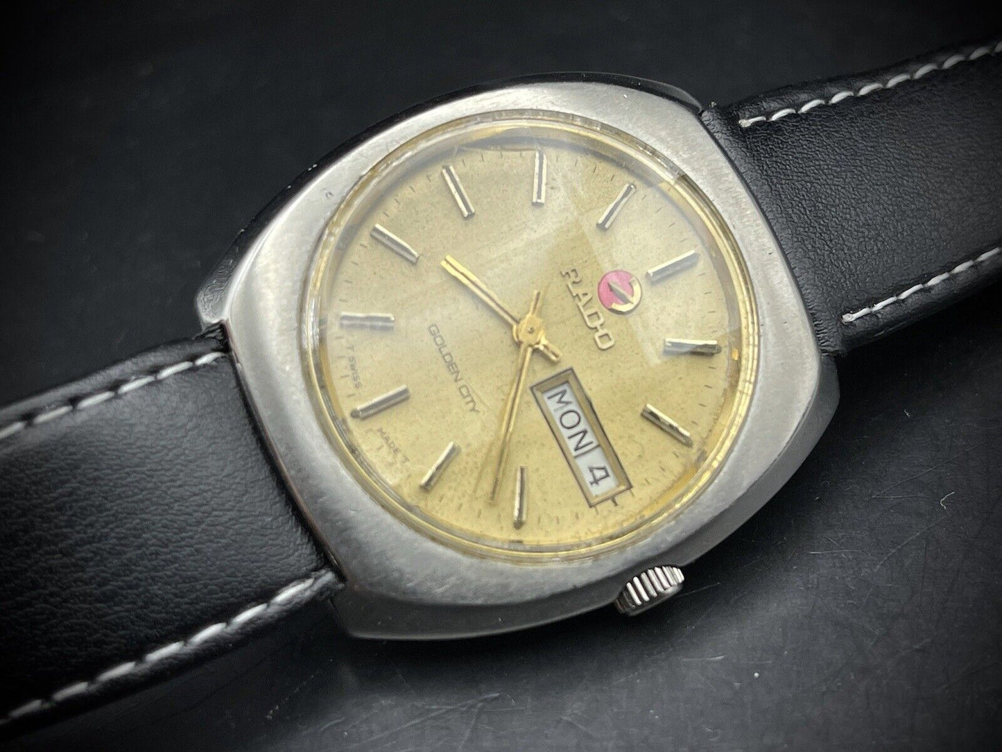 Vintage Rado Golden City Automatic Gold Dial Gents Watch, 36mm, Swiss - Grab A Watch Co