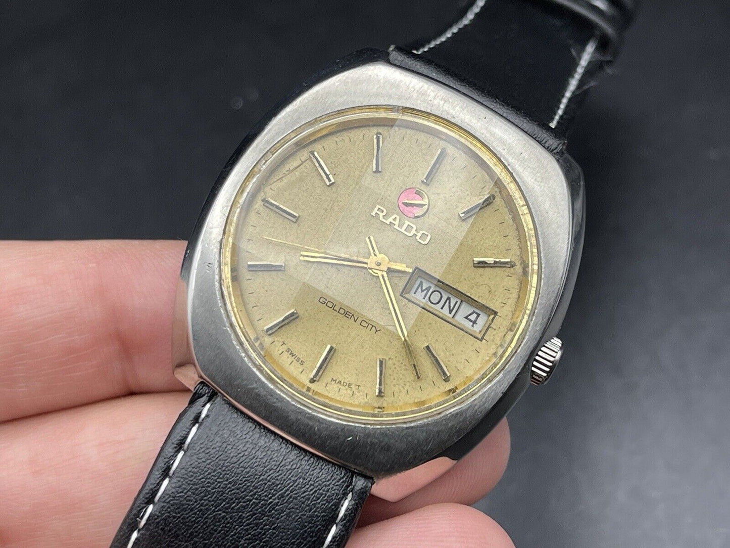 Vintage Rado Golden City Automatic Gold Dial Gents Watch, 36mm, Swiss - Grab A Watch Co