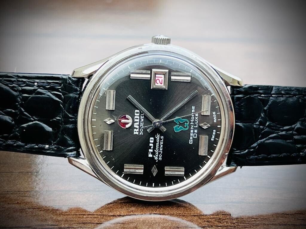 Vintage Rado Green Horse Deluxe FIJO 11750 Automatic 30J Mens Watch, 38mm, Rare - Grab A Watch Co