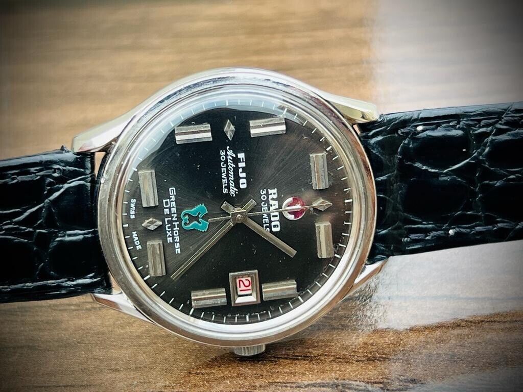 Vintage Rado Green Horse Deluxe FIJO 11750 Automatic 30J Mens Watch, 38mm, Rare - Grab A Watch Co