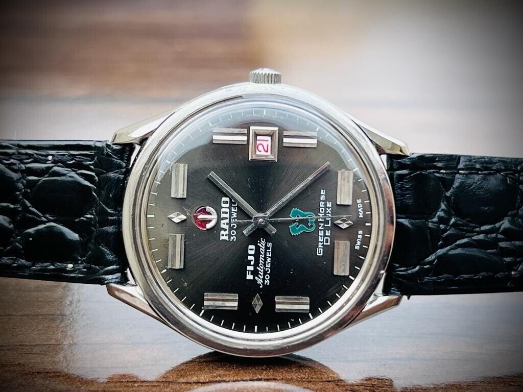 Vintage Rado Green Horse Deluxe FIJO 11750 Automatic 30J Mens Watch, 38mm, Rare - Grab A Watch Co
