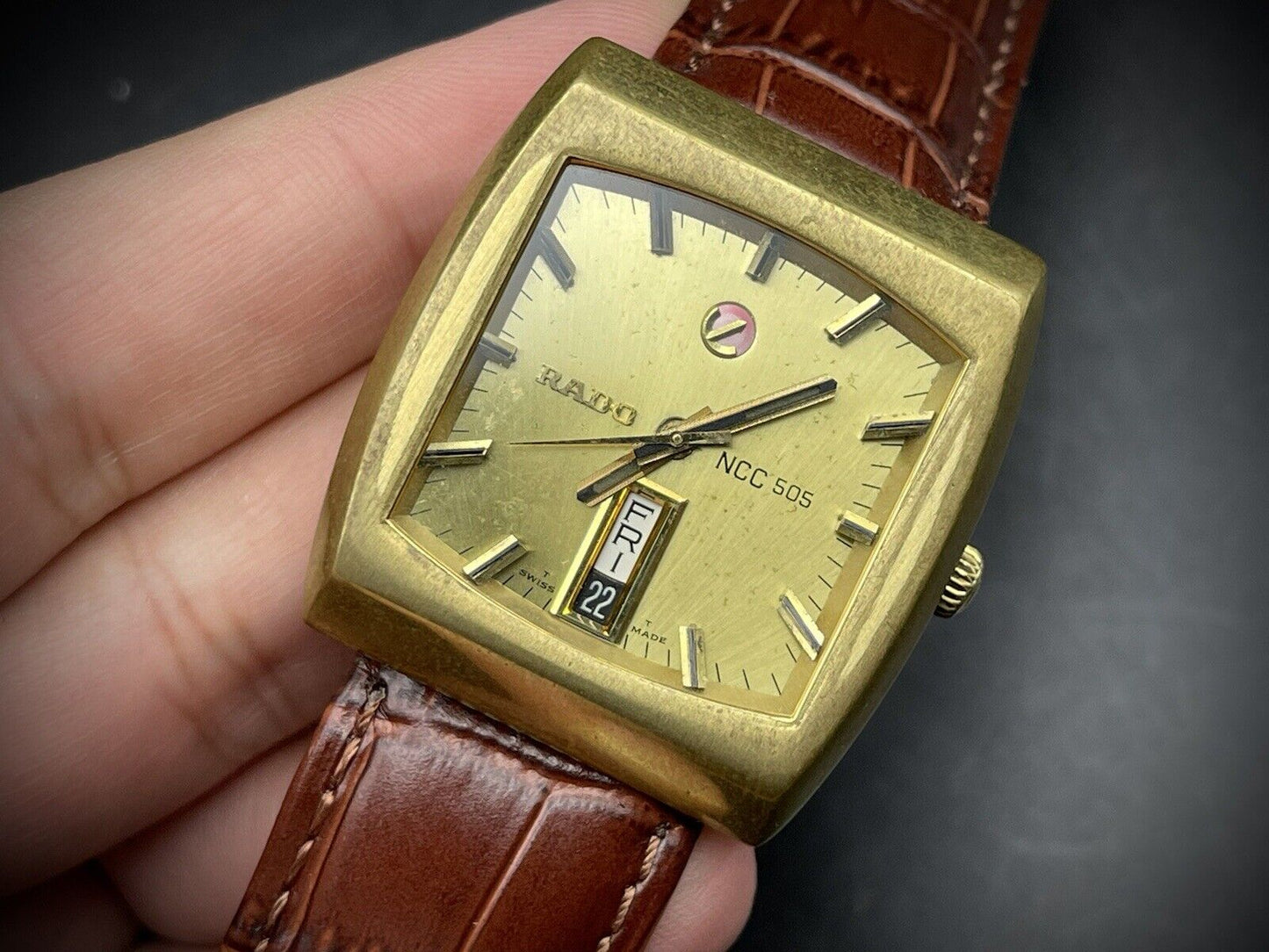 Vintage Rado NCC 505 Gold 35mm Automatic Gents Rare Watch, Swiss Made - Grab A Watch Co