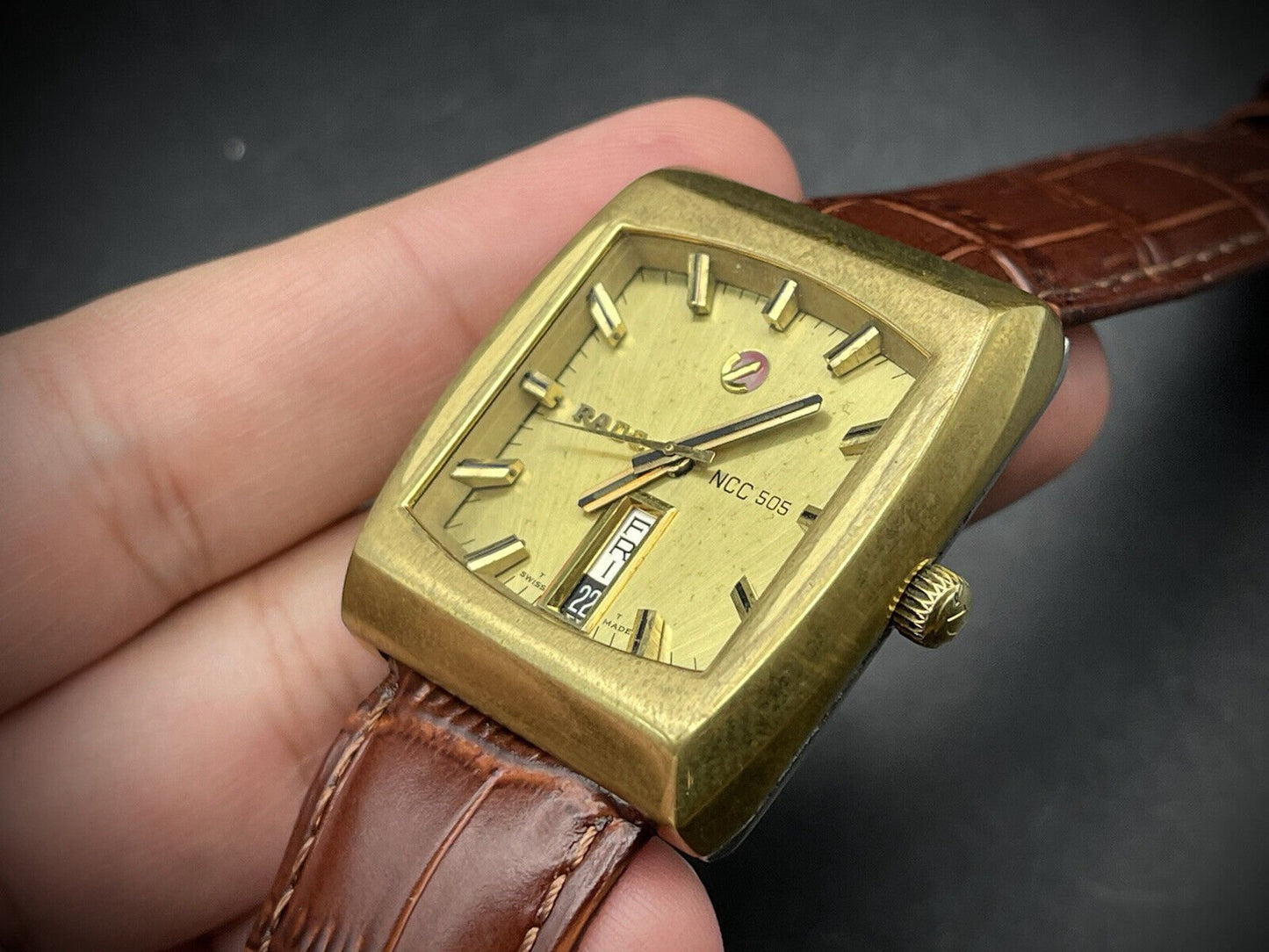 Vintage Rado NCC 505 Gold 35mm Automatic Gents Rare Watch, Swiss Made - Grab A Watch Co