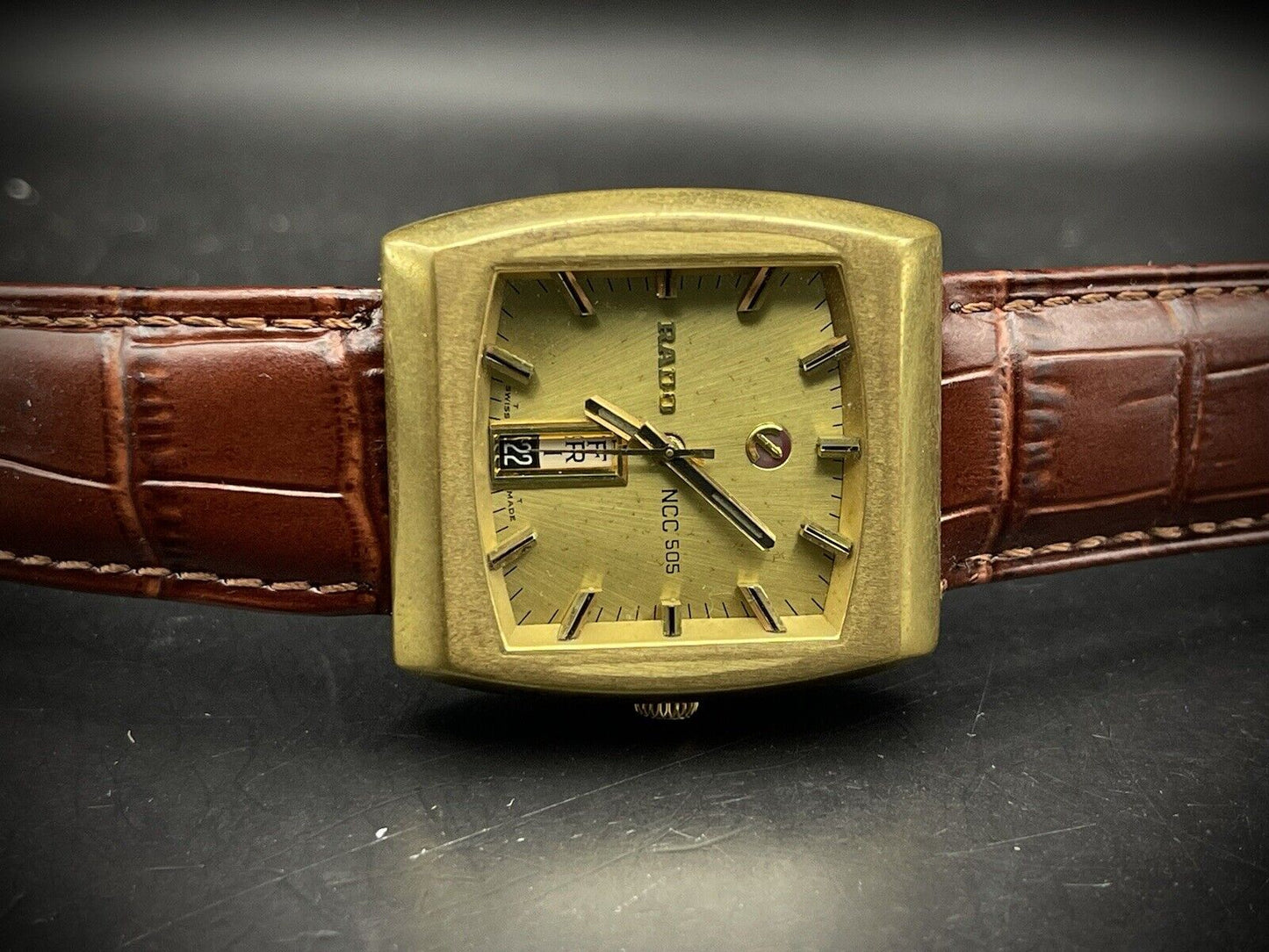 Vintage Rado NCC 505 Gold 35mm Automatic Gents Rare Watch, Swiss Made - Grab A Watch Co