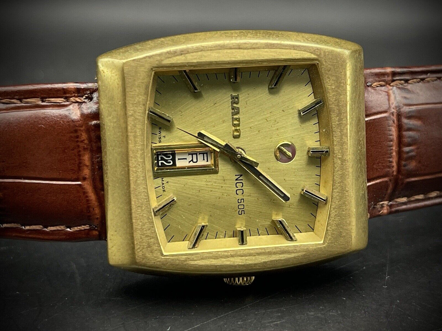 Vintage Rado NCC 505 Gold 35mm Automatic Gents Rare Watch, Swiss Made - Grab A Watch Co