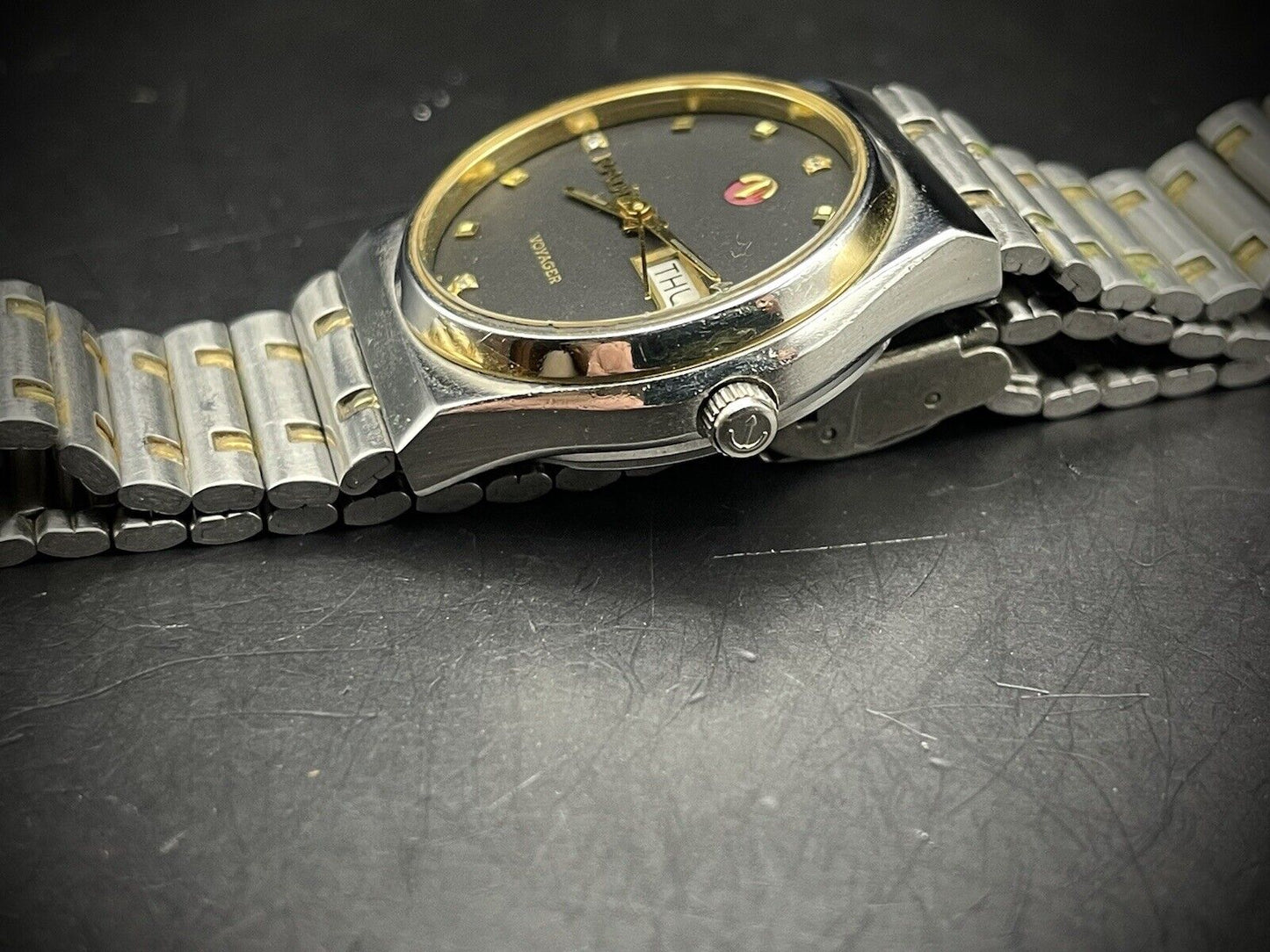 Vintage Rado Voyager Black Diamond Dial 2/Tone Rare Automatic Mens Watch, Swiss - Grab A Watch Co