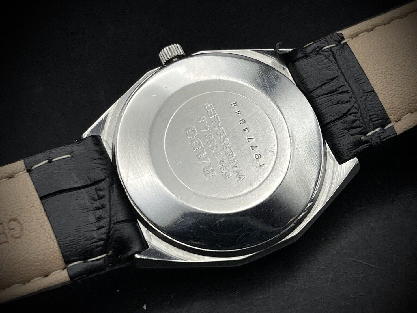 Vintage Rado Voyager Black Diamond Dial Automatic Gents Watch, 37mm Big Size - Grab A Watch Co