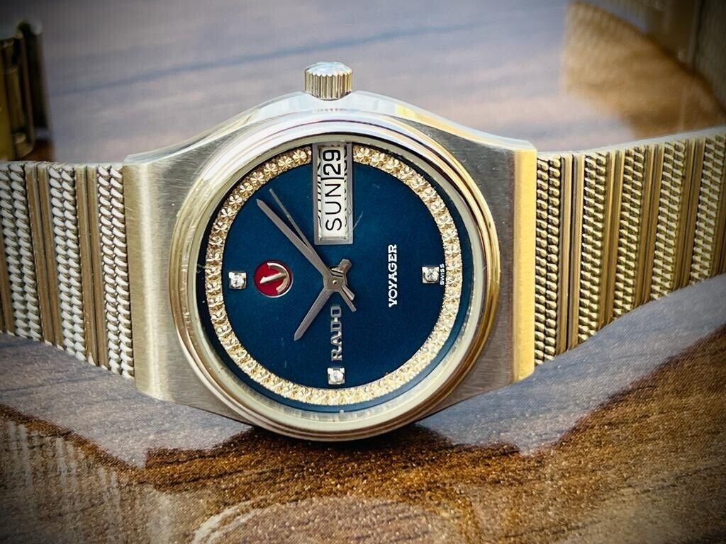 Vintage Rado Voyager Blue Diamond Dial Automatic Watch, Swiss Made, Rare - Grab A Watch Co